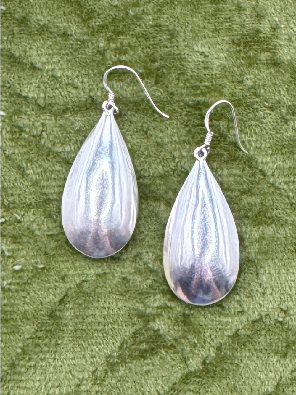 Classic Sterling Silver Puffy Teardrop Dangle Earrings